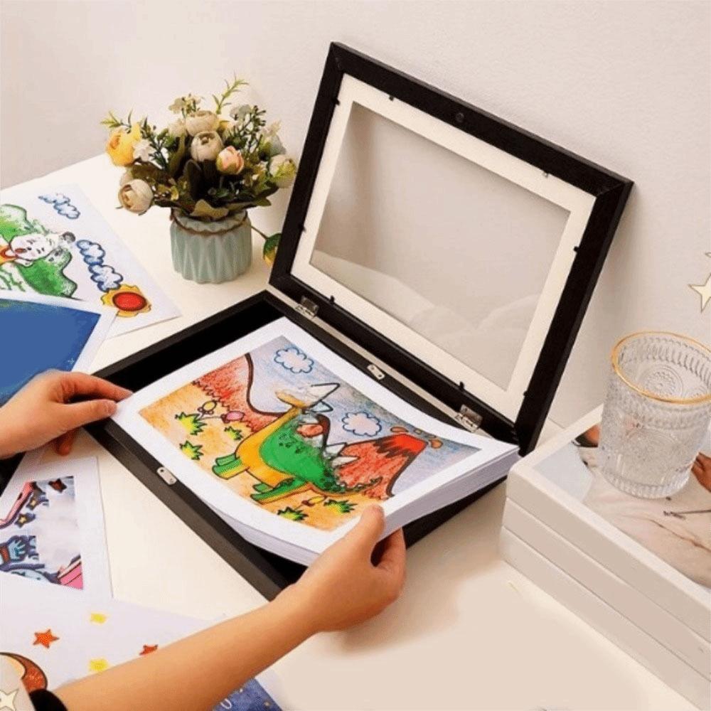 Magnetischer Aufklapp-Fotorahmen mit Frontöffnung Elastische Bänder Arbeits-Ausstellungsrahmen Kinderkunstwerke