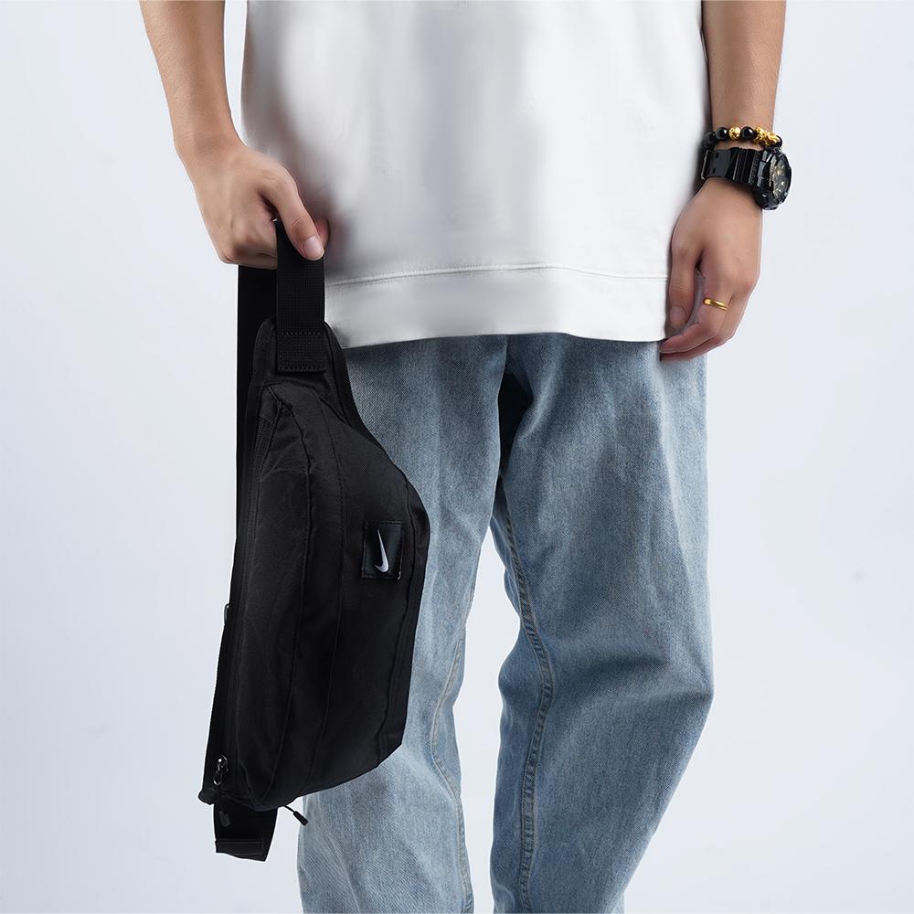 Nike Polyester One Shoulder Crossbody Bag, Sling Bag, Fanny Pack Regular Unisex Pure Black Casual BZ9814-067