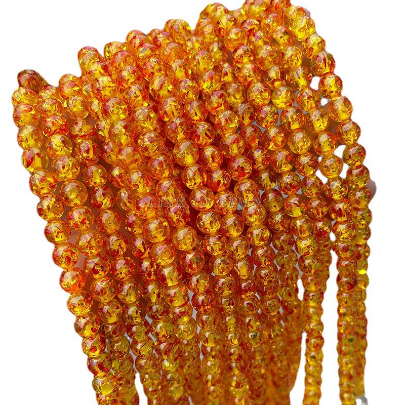 Jingde Jewelry Synthetic Crackle Amber Round Beads for DIY Bracelets, Resin Accessories