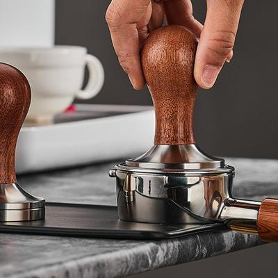 Kahve Tamper Espresso Pres 304 Paslanmaz Çelik Düz Taban Ahşap Saplı Kahve