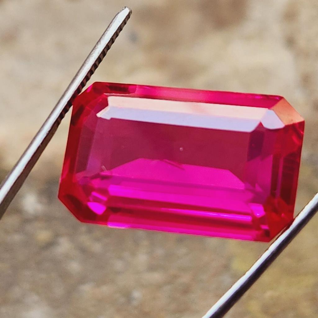 Heated 41 Ct Natural Ceylon Pink Sapphire Emerald Shape Loose Gemstone
