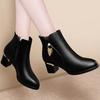 Autumn/Winter Women's Short Boots with Mid Heel Side Zipper Korean Style Square Heel PU Leather Short Boots