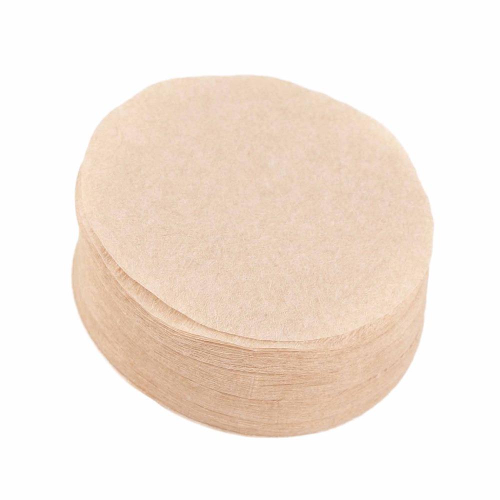100 PCS Set Unbleached Paper Coffee Filter Paper Odorless Dia. 68mm Replacement Filter Dia. 60mm Round Shape Wooden Fiber Filter
