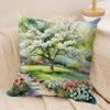 Cherry Tree In Spring Cushion Cover Soft Plush Fabric Double-Sided Printed Sofa Cushion Cover For All Seasons Home Decor Gift