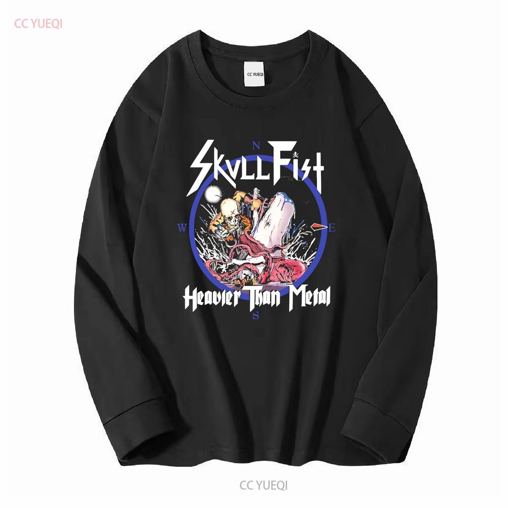 Skull Fist Band Heavier Than Metal T Shirt All Size S To 5XL LL1804 Long Sleeves Vintage Washed Designer Clothes Streetwear