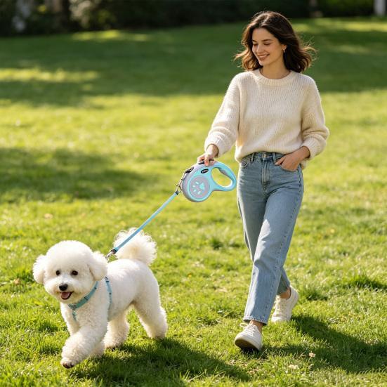 Retractable Dog Leash Heavy Duty 16Ft Tape Leash Tangle-Free Leash with One-Button Control Comfortable Handle for Small Medium Dogs