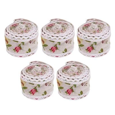 5Pcs Lace Trim Ribbon Roll Handwork Wedding Cake Handicrafts Decor Retro Linen Rose Pattern 2m Long