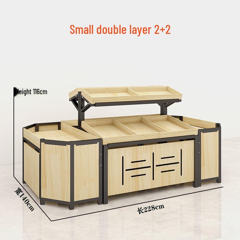 

Modern Steel-Wood Supermarket Fruit Display Rack