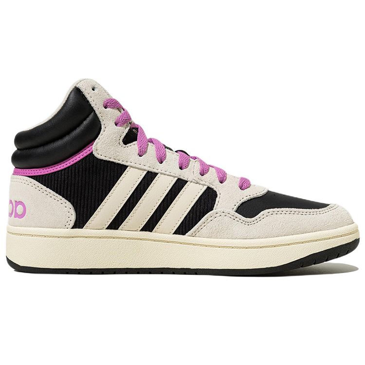 Adidas Neo Hoops 3.0 Magic Ring Comfortable Lightweight Durable Non-Slip Mid-Top Skate Shoes Unisex Skate Shoes Black White Purple HP6904