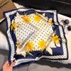 French Light Luxury Floral Small Square Scarf Simulation Silk Printing Silk Scarf Headscarf Women's Spring and Summer Scarf Temperament Scarf Scarf N
