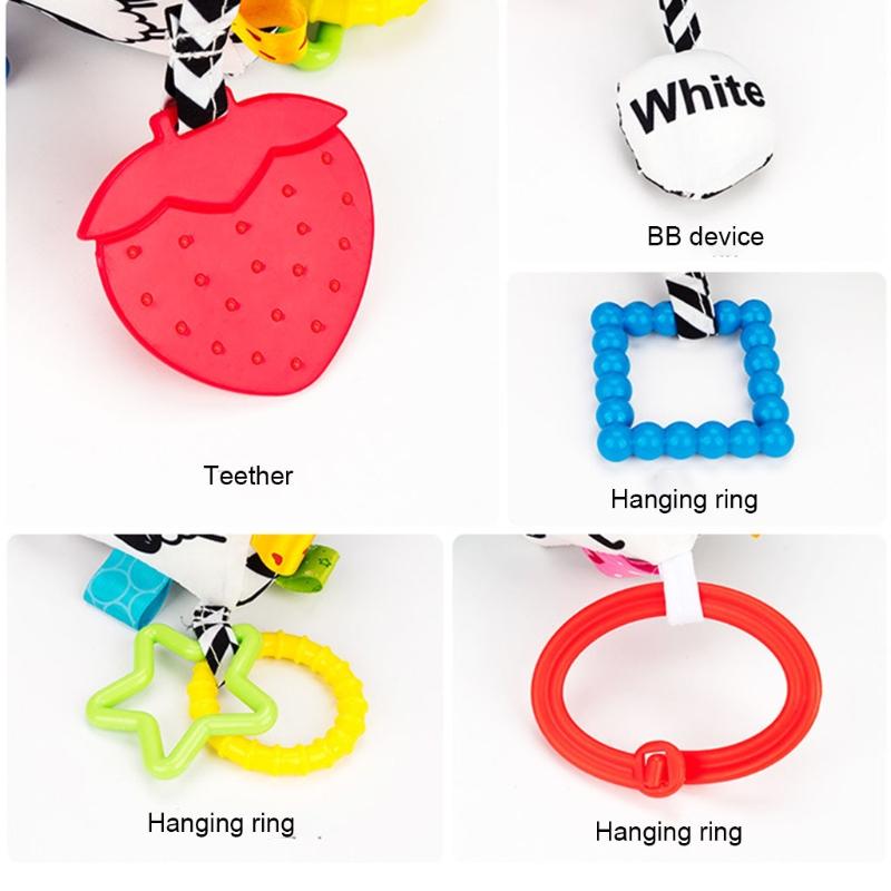 Jingle Toy for Stroller Bed Bell Hang the Baby's Bedside to Soothe Wind Chimes Clinking Rings & Silicone Teether