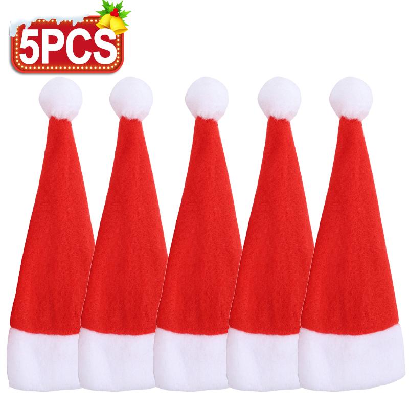 1/100pcs Christmas Cutlery Holder Xmas Hat Tableware Bags New Year Party Dinner Table Fork Knife Organizer Decoration Supplies