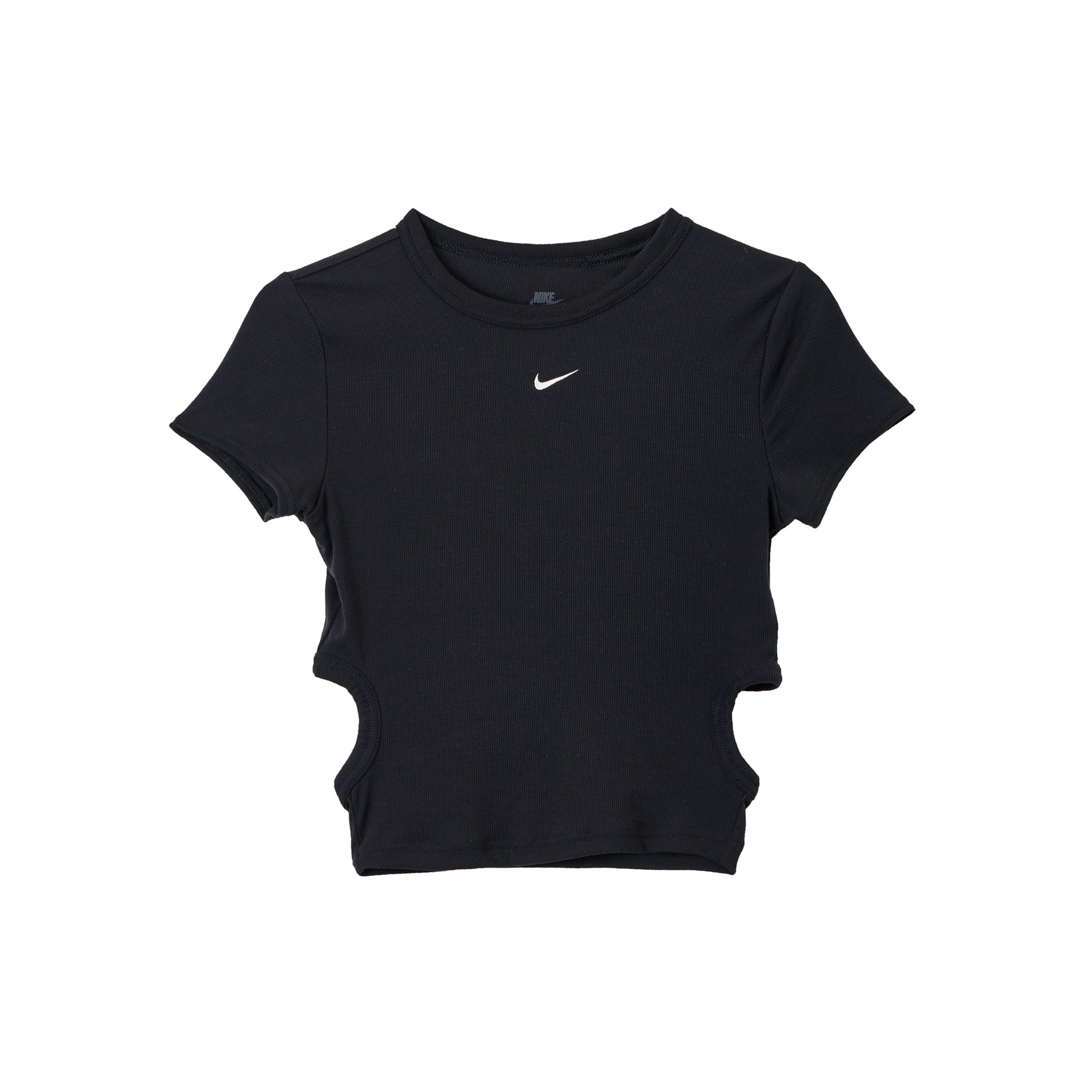 Nike Sportswear Chill Knit Fashion Slim Fit Short Sleeve T-Shirt Women T-Shirts Black Sail-White HJ0720-010 XS