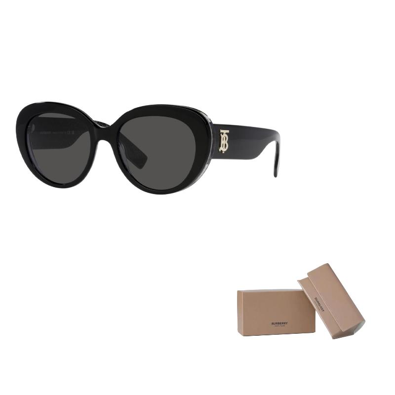 Burberry Temple Logo Acetate Cat Eye Sunglasses Women's Black