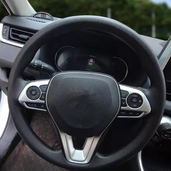 Car Steering Wheel Trim 3pcs ABS Matte Silver For Toyota RAV4 -2025