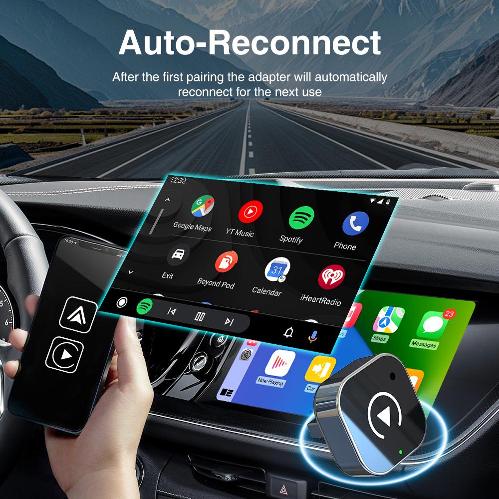 Wireless Carplay Adapter for Android iPhone Auto 2 In1 Wired To Wireless AI Box USB Connection For Volvo Benz Mg Kia Chery VW