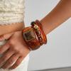 3 Pcs/Set Square Round Resin Bangle Set Resin Acrylic Geometric Wrist Jewelry  For Women