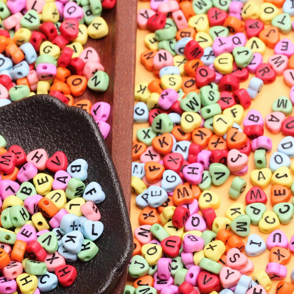 500g about 3100pcs Letter Fashion Jewellery Making Loose Beads Acrylic 4*7mm Heart DIY Accessories Earring Necklace Bracelet Keychain Pendant