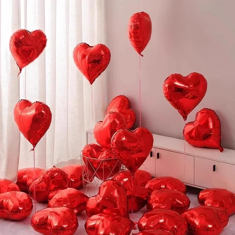 10pcs 10/18inch Heart Shape Foil Balloons Wedding Birthday Propose Marriage Party Decorations Aluminum Foil Air Balls Globos