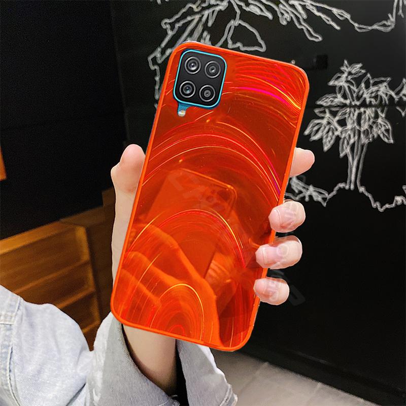 Duha Zrcátko Silikonový Okraj Pouzdro pro Samsung Galaxy A02S A12 A32 A42 A21S A51 A71 A01 A11 A31 A41 M31 S20 FE S21 S30 Plus Note20 Ultra Měkký Zadní Kryt