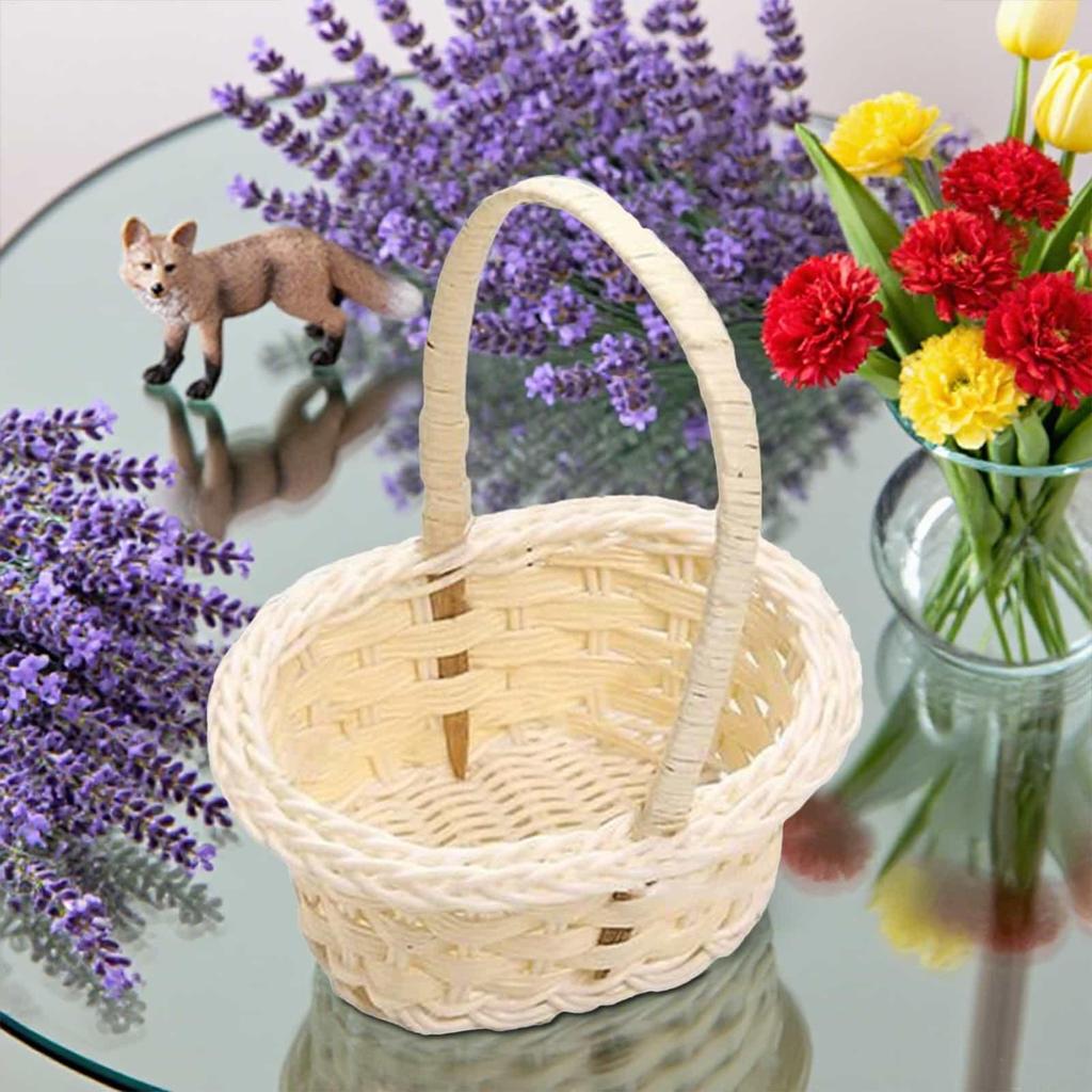 Small Imitation Rattan Woven Basket Mini Flower Basket for Wedding  Aesthetic Photography Props Decorative Container for Bedroom