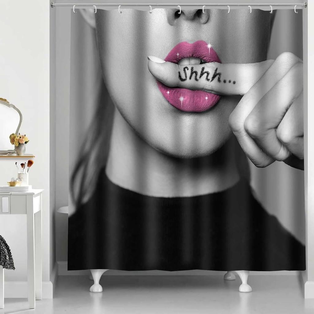 Fashion Woman Shower Curtain Modern Women Funny Bathtub Shower Curtain Decoration 12 Hooks 180X180Cm