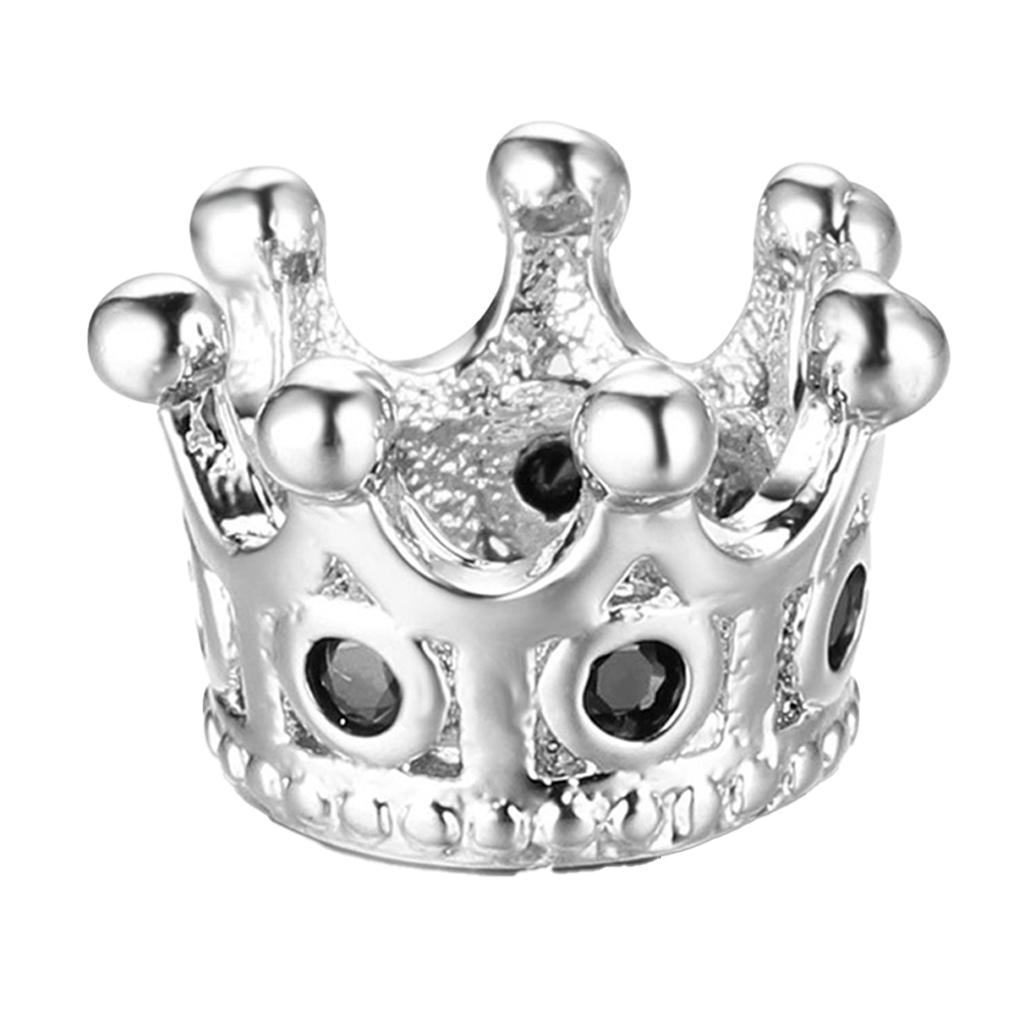 Crown Beads for Bracelets Making Large Hole Spacers Bracelet Charms Crystal Decor with Rhinestones Ornaments for DIY Jewelry