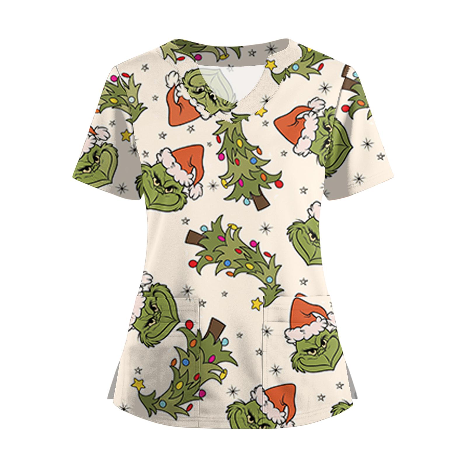 

Женская футболка с коротким рукавом, рождественским принтом, V-образным вырезом, на пуговицах сбоку и разрезом XXL