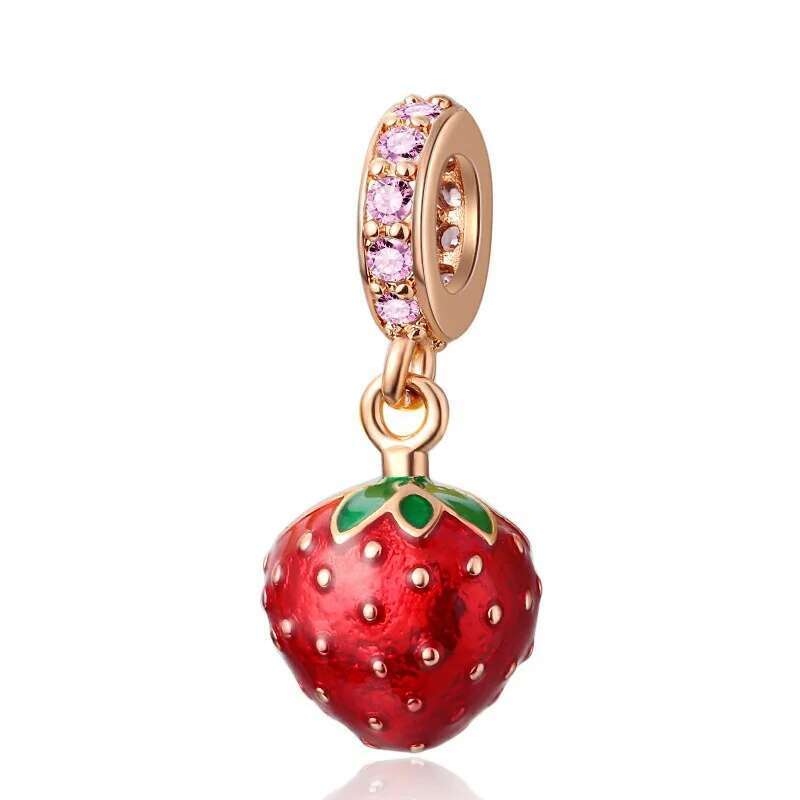 Plated Rose Gold Sparkling Pink Air Balloon & Levelled Heart Charm Bead Fit Original Sier Bracelet DIY Jewelry