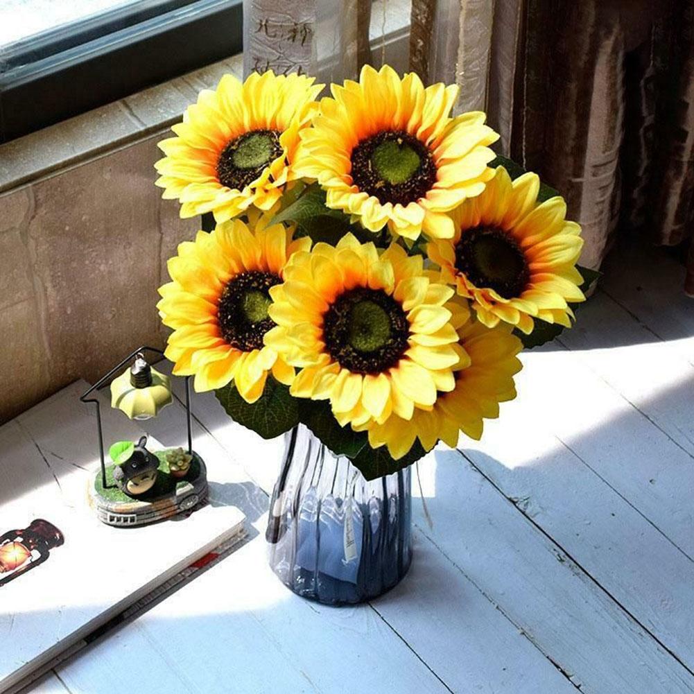 Artificial Sunflower Garden Wedding Party Decor Home Decorations Leaf