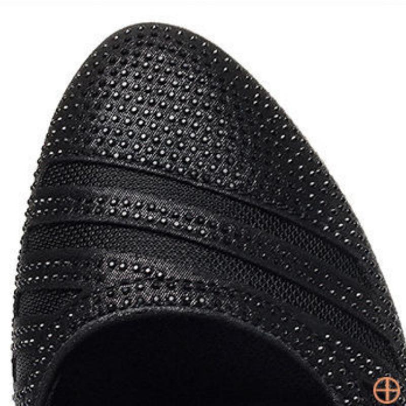 Scarpe da Donna in Morbida Pelle Scarpe da Donna a Punta con Strass e Rete a Bocca Bassa con Suola Morbida e Tacco Basso Sandali Calzature