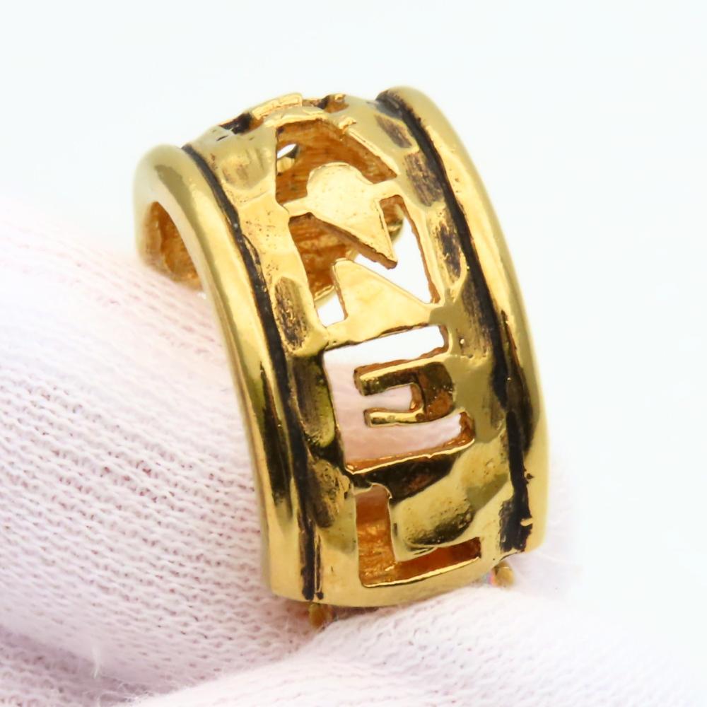 Used CHANEL Earring Open Logo Half Hoop Metal 11.4g Gold Gold Plated