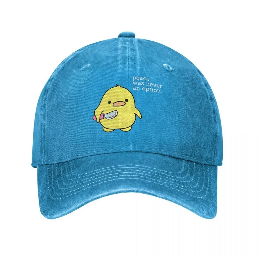 Peace Was Never An Option Duck Baseball Cap Vintage Distressed Washed Cartoon Headwear for Unisex Women Running Golf Fit Hats Cap