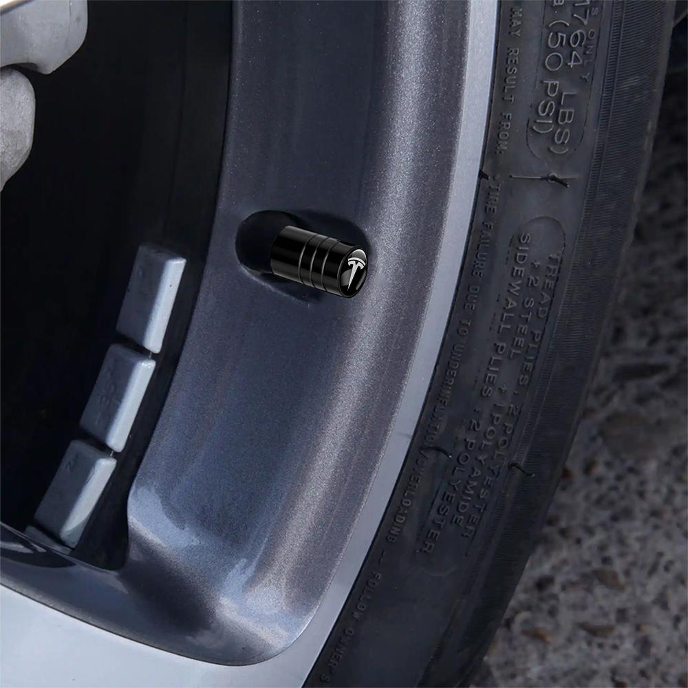 DHKOR1 3D Metal For Tesla Model 3 Model S Model X Model Y Roadster Invader Coil Mod WYE Car Wheel Tire Valve Air Stem Cap Accessories