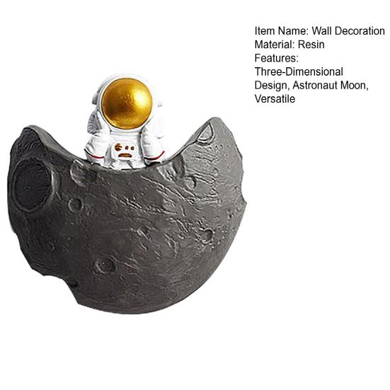 Three Dimensional Wall Decoration Astronaut Moon Resin Craft 3D Space Theme Hanging Ornament Kids Room Decor