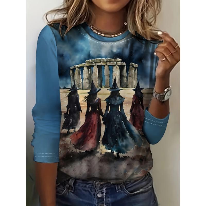 Sudadera de Halloween para Mujer Diseño Redondo Manga Larga Holgada Casual Otoño Gradiente Telaraña Divertido Estampado de Patrón Tops