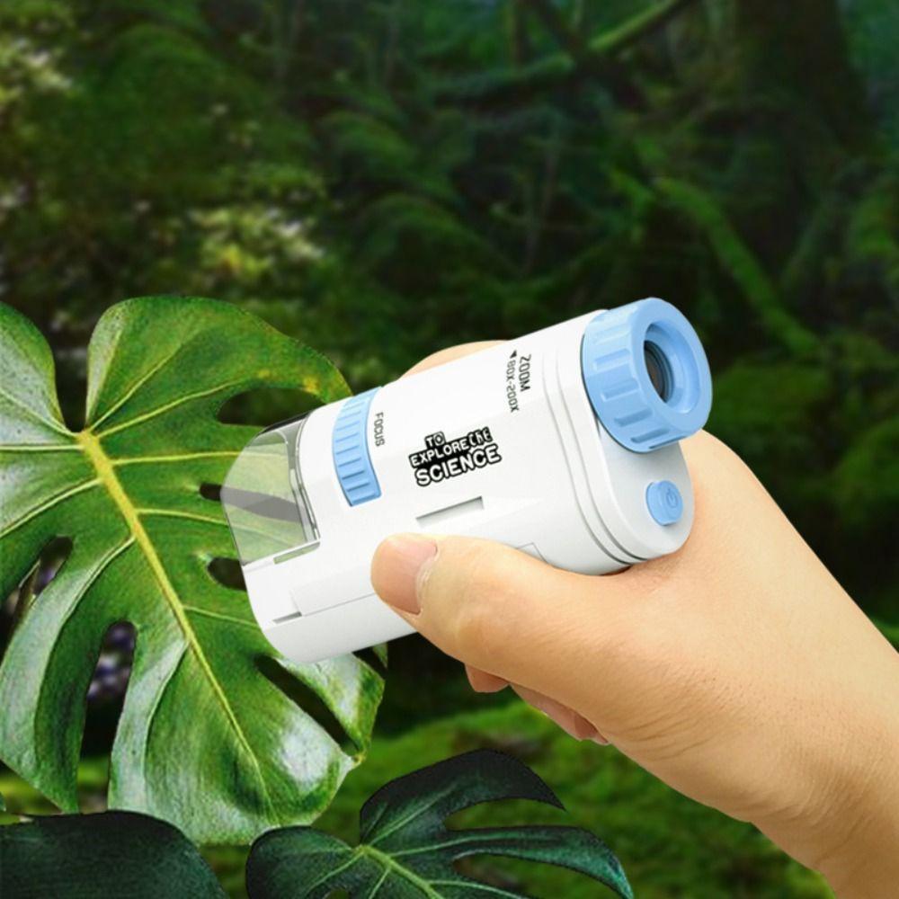 80-200x Pocket Microscope High Definition Children Microscope Electric Mini Microscope  Outdoor