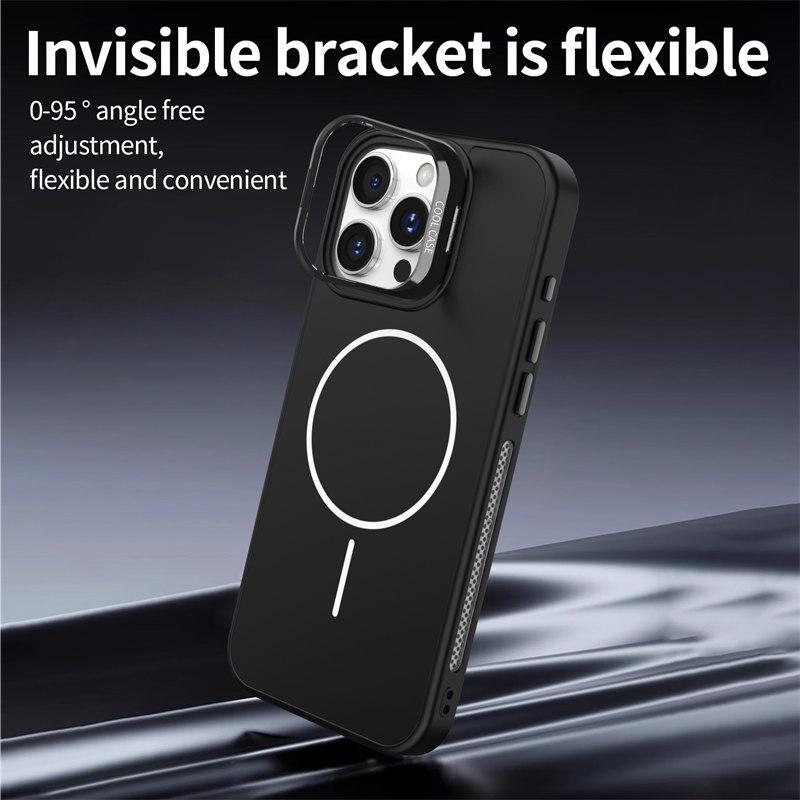 Luxury Liquid Lens Stand Cooling Magnetic Case for iPhone 16 Pro Max 16 Plus 15 14 13 12 Pro 11 All-inclusive Fall Protection Cover