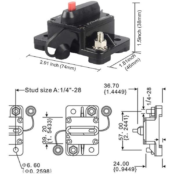 DaierTek 30A-300A Circuit Breaker 12V Trolling with Reset Boat Power Protect for Audio Fuse Car 48VDC Waterproof Fuse Holders1