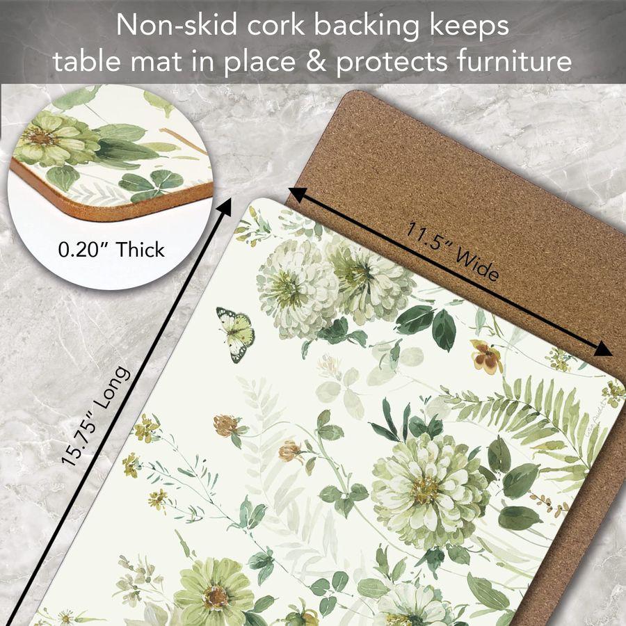 Fields Premium Decorative Hardboard Tabletop Placemats 4 Pack Manufactured in The USA Artistic Easily Wipes Clean