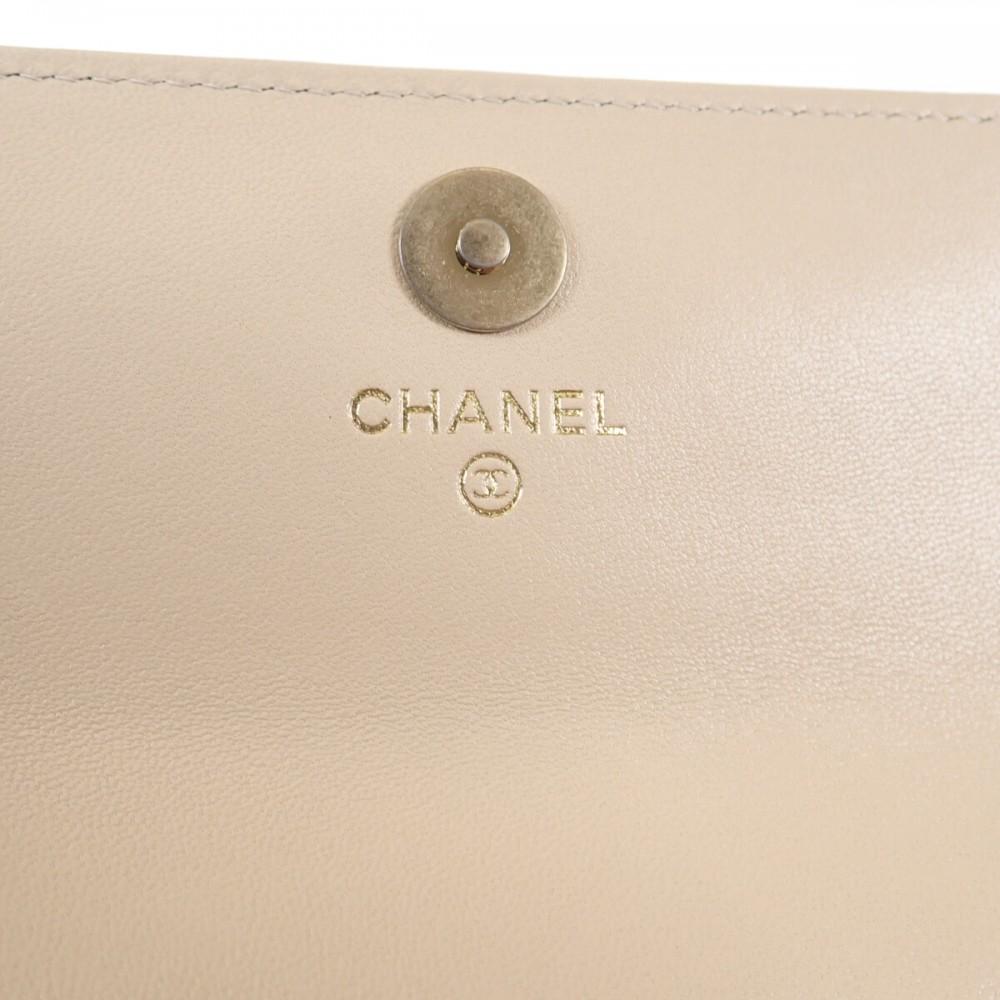 Chanel AP2700_B04852_N5025 Bifold Wallet Beige Lambskin Women