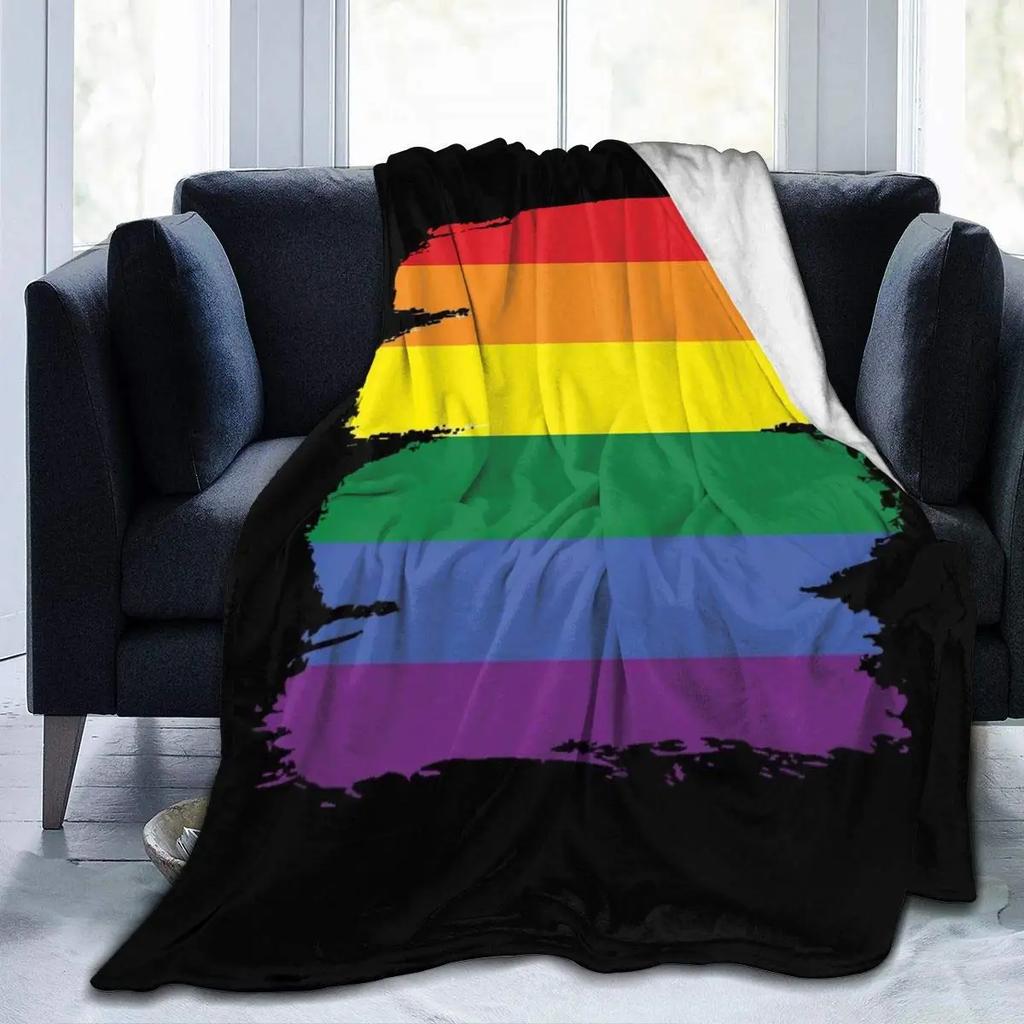 Kuscheldecken LGBT Gay Pride Lesbisch Regenbogen Flanelldecke für Couch Sofa Decken Große Bettwäsche Geschenke für Weihnachten Neujahr