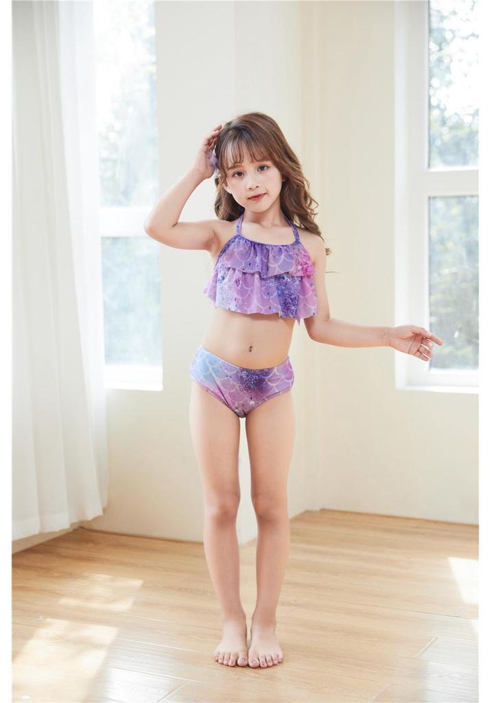 Set Costume da Bagno Principessa Sirena per Bambine - Include Vestito a Coda di Pesce & Bikini (Disponibile in taglia Piccola, Media, Grande)