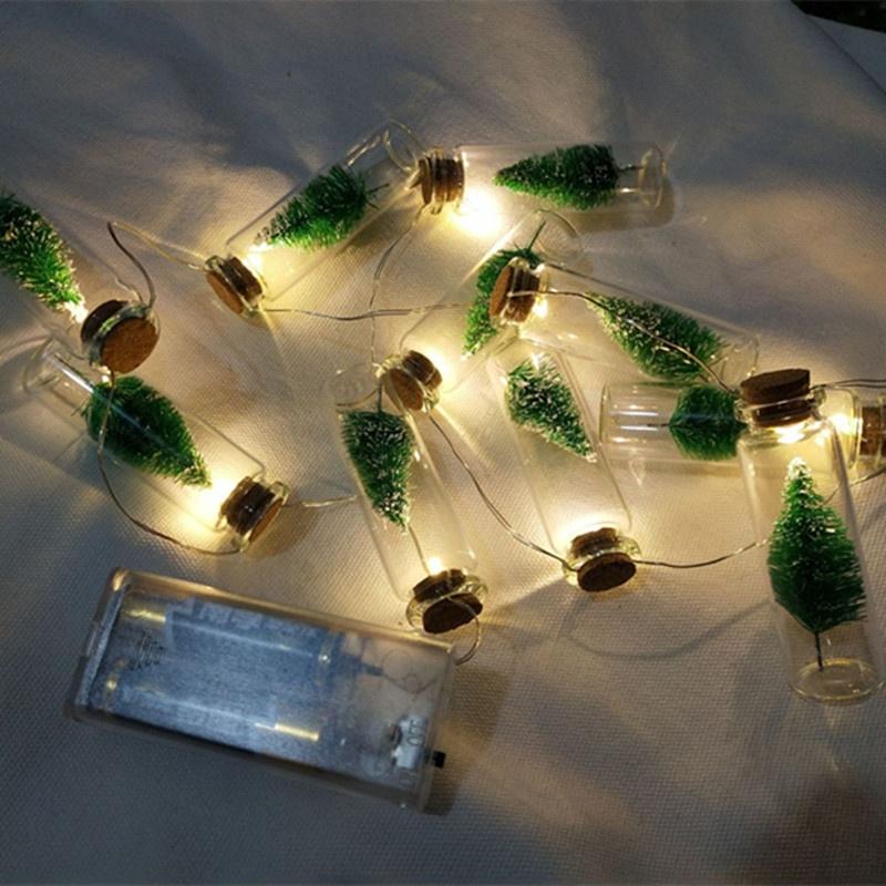 1M 10pcs Mini Christmas Tree LED String Lights Pendant Xmas Decorations for Home New Year Gift