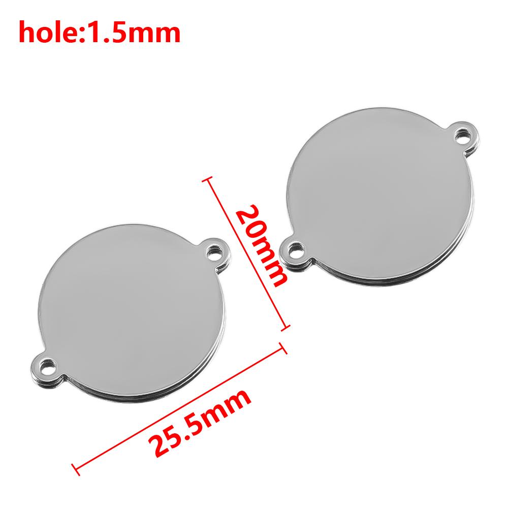 20Pcs Stainless Steel Flat Round Links Stamping Blank Tag Connectors 2 Holes Disc Pendant DIY  Necklaces Jewelry Making Supplies