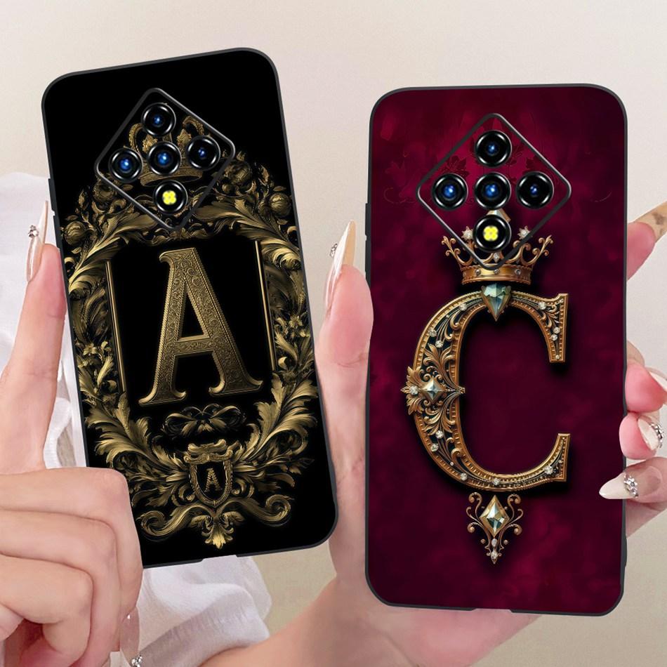 For Infinix Zero 8 8i X687 X687B Royal Crown Initial Letter Couple Phone Case For Infinix Zero8 Zero8i Black Silicon Soft Bumper