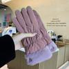 Warm Heart Embroidery Gloves Thicken Winter Plush Gloves Fashion   Cycling