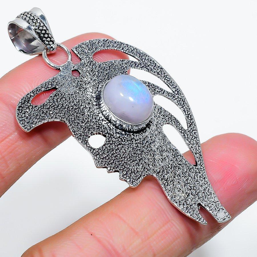 

Подвеска ручной работы в этническом стиле с радужным лунным камнем, 2,44 дюйма, SR-18