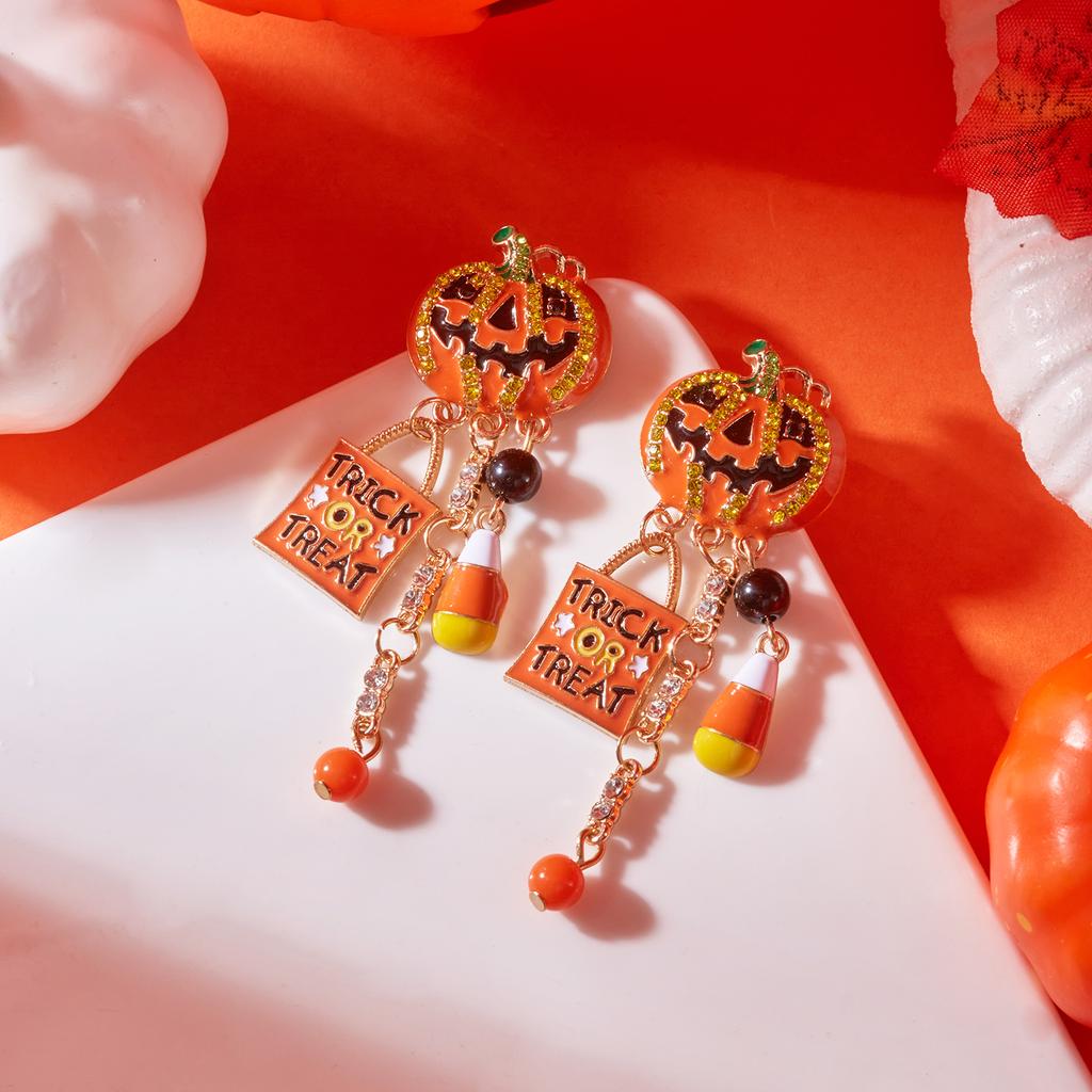 Creative Halloween Earrings For Women Zinc Halloween Pumpkin Earrings Dangle Fashion Pumpkin Earrings Halloween Jewelry Gift