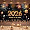 2026 New Year Banner Night Background New Year Backdrop 2026 Party Backdrop Shiny Glitter Happy New Year Display For Family 2026
